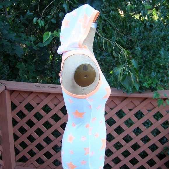 NEW size S/M 4-8 Hooded Tank top by JET SET Neon Orange/white - Picture 5 of 12